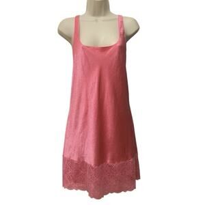 Vintage Victoria’s Secret Gold Label Slip Dress Chemise Pink Lace Trim 90s